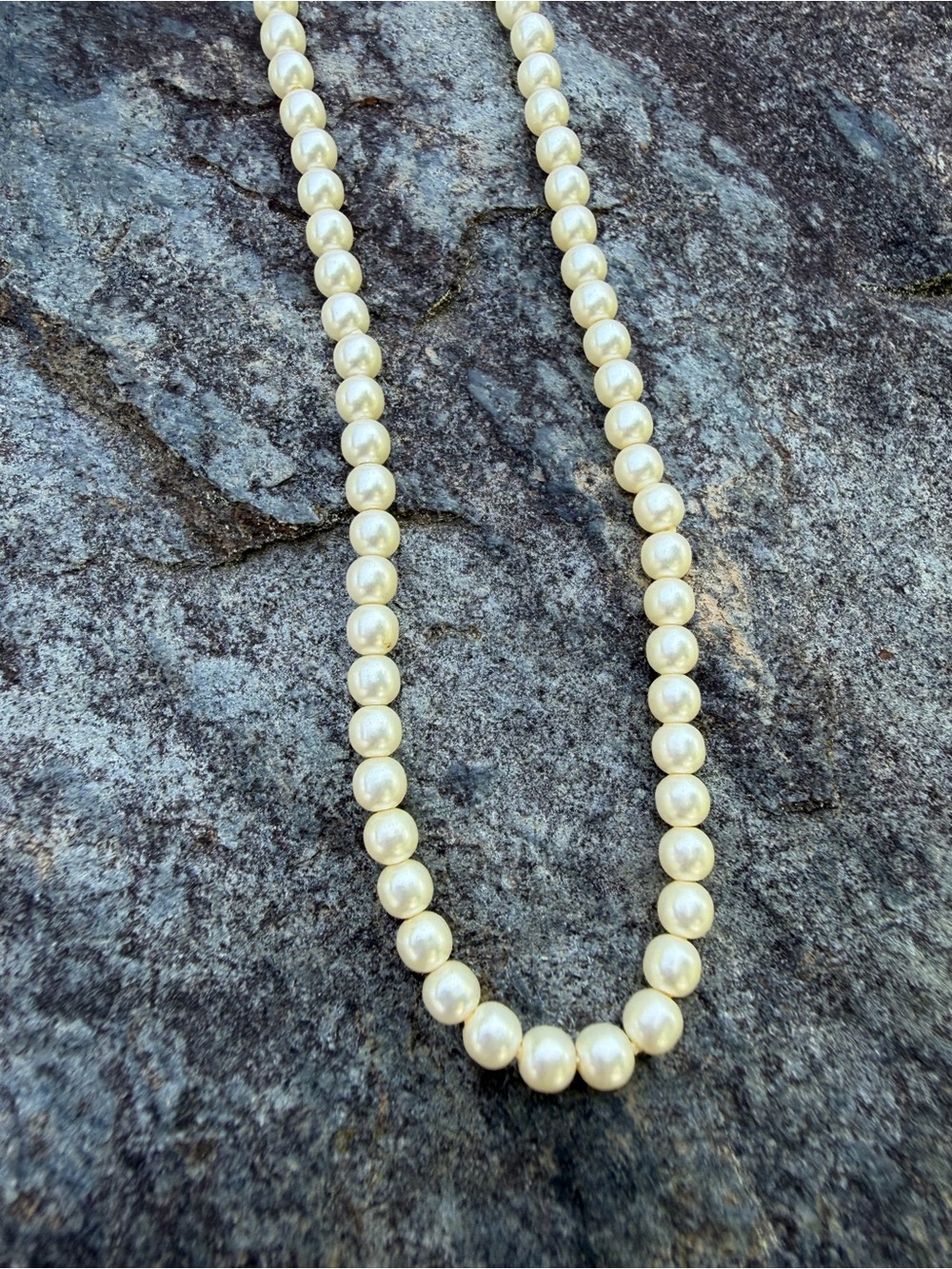 Vintage Trifari Small Faux Champagne Pearl Beaded Necklace